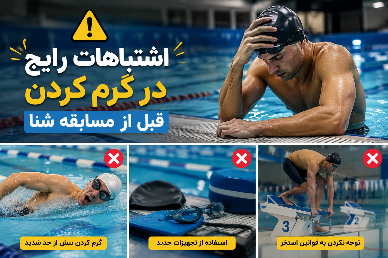 گرم کردن قبل از مسابقه شنا در استخر شلوغ | ۶ تکنیک حرفه‌ای برای یک Warm-up موفق